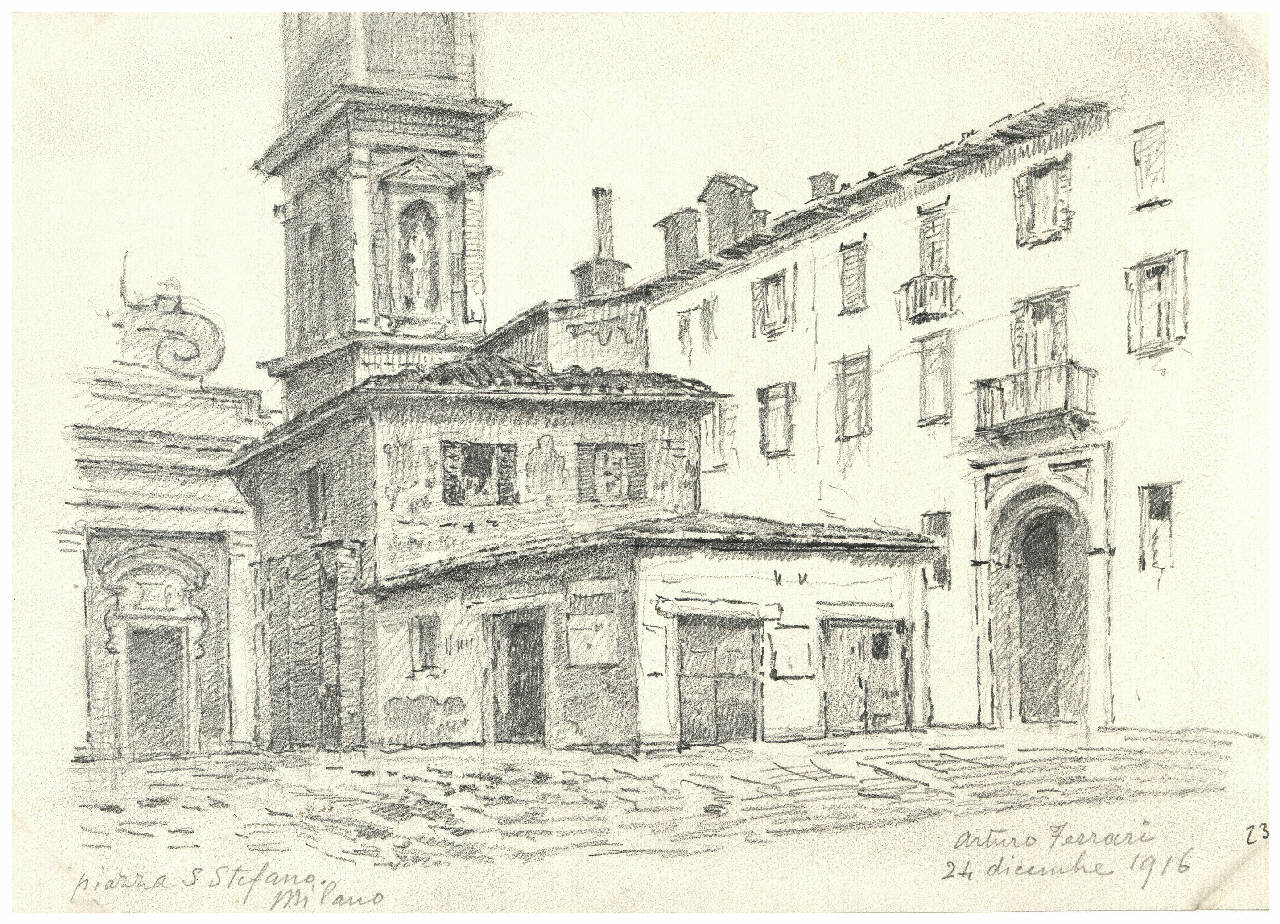 Piazza Santo Stefano, Piazza Santo Stefano (disegno) di Ferrari, Arturo (sec. XX)
