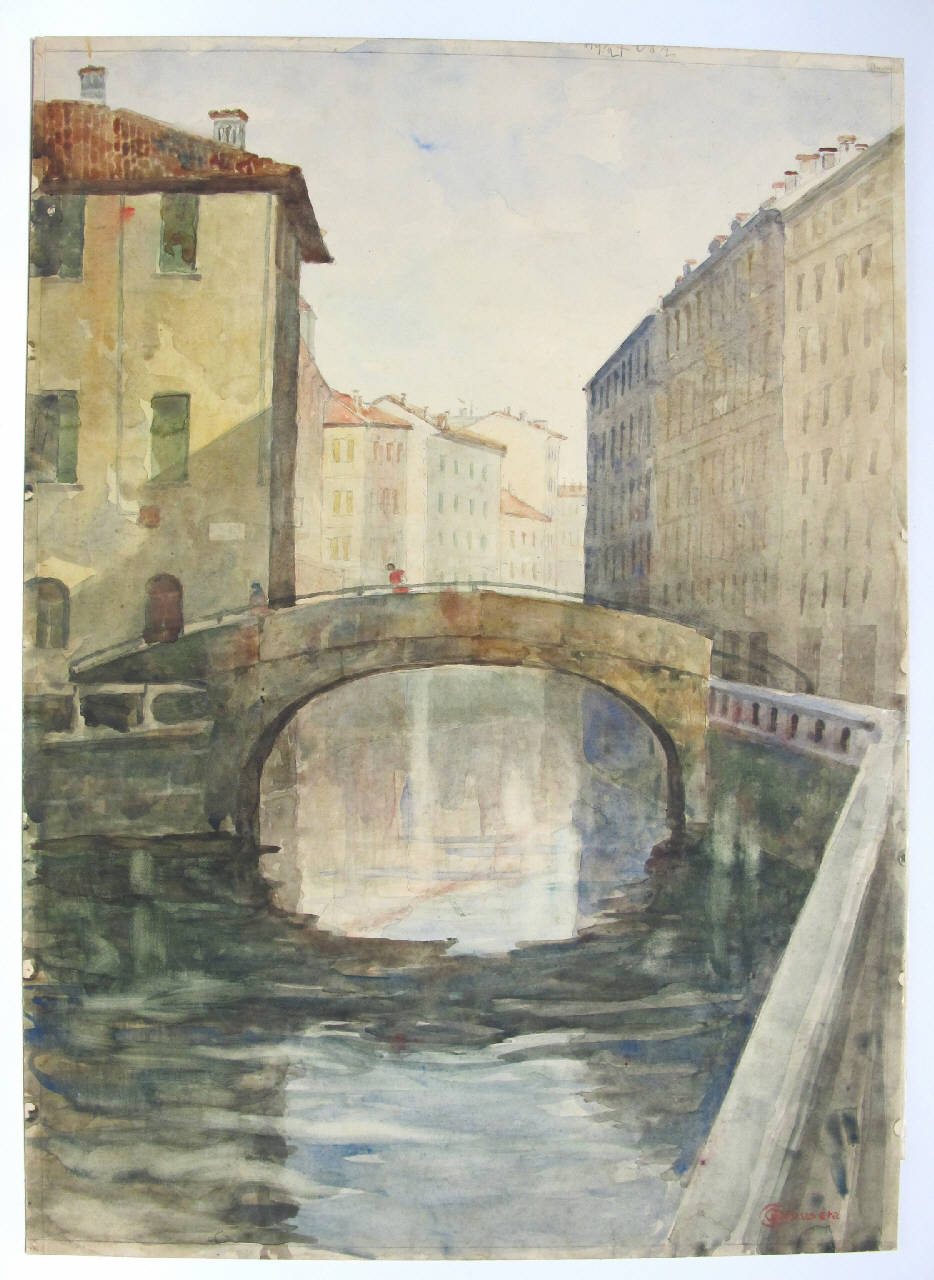 il ponte di Via Montebello, il ponte di Via Montebello (disegno) di Galbusera, Camillo (fine/ inizio sec. XIX)