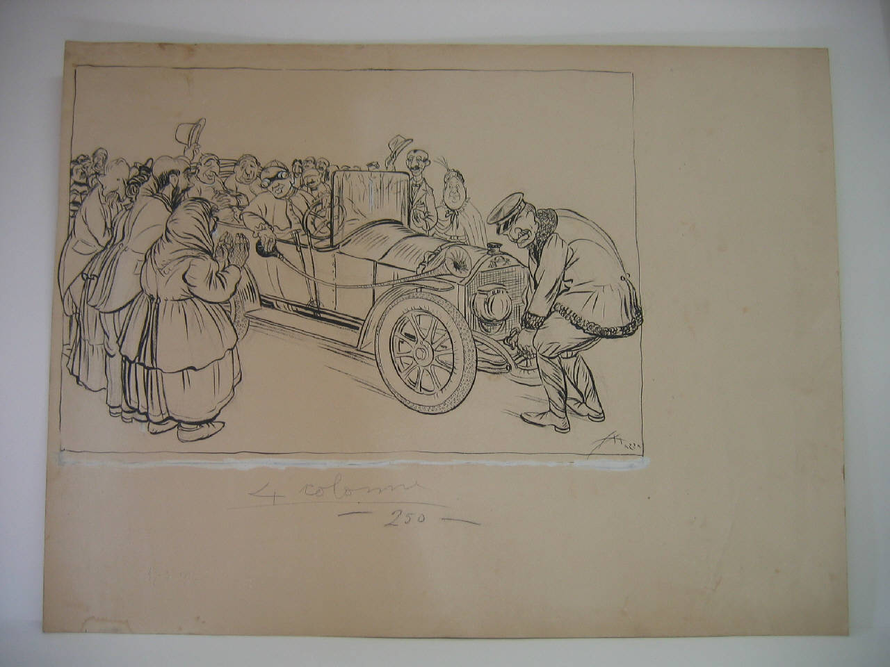 La sottoscrizione per offrire un'automobile al cardinale (disegno) di Mazza, Aldo (1912/03/17 - )
