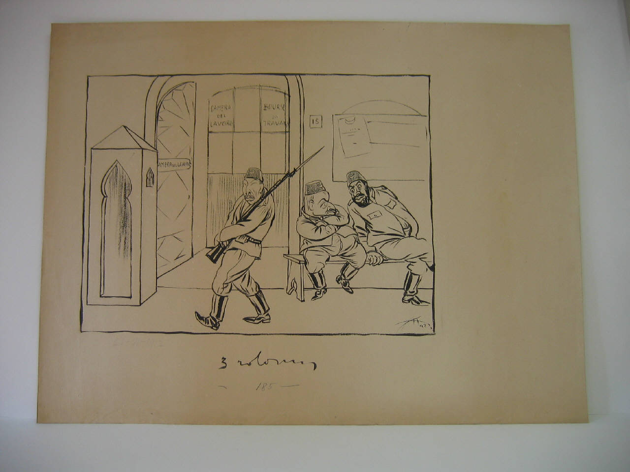 il corpo di guardia alla camera del lavoro (disegno) di Mazza, Aldo (1912/06/23 - )