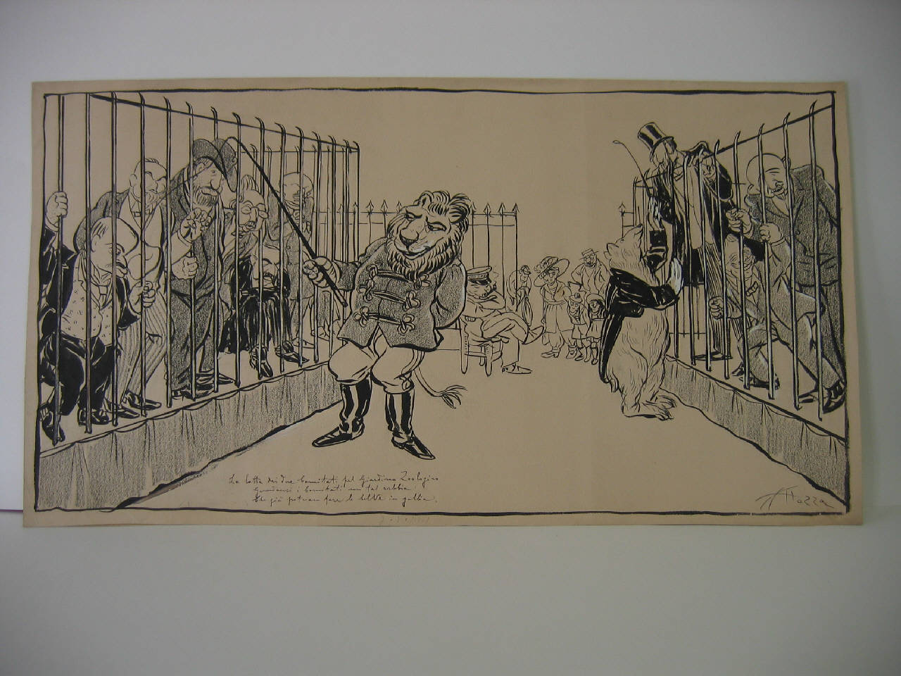 La lotta dei due comitati pel giardino zoologico. (disegno) di Mazza, Aldo (1911/05/07 - )