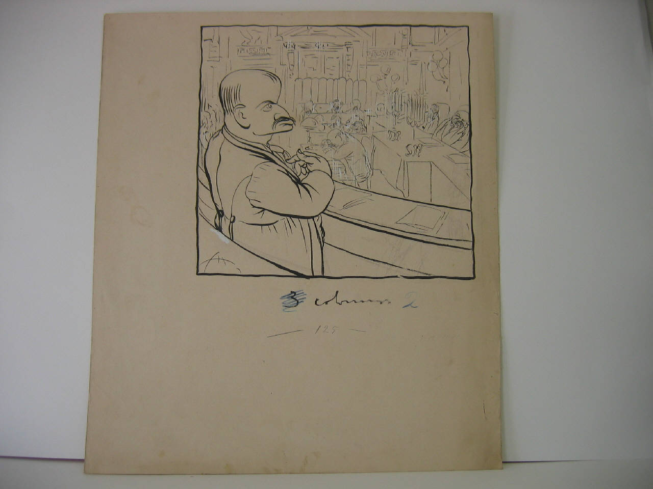 Il prof. Bonardi in consiglio comunale. (disegno) di Mazza, Aldo (1911/12/03 - )
