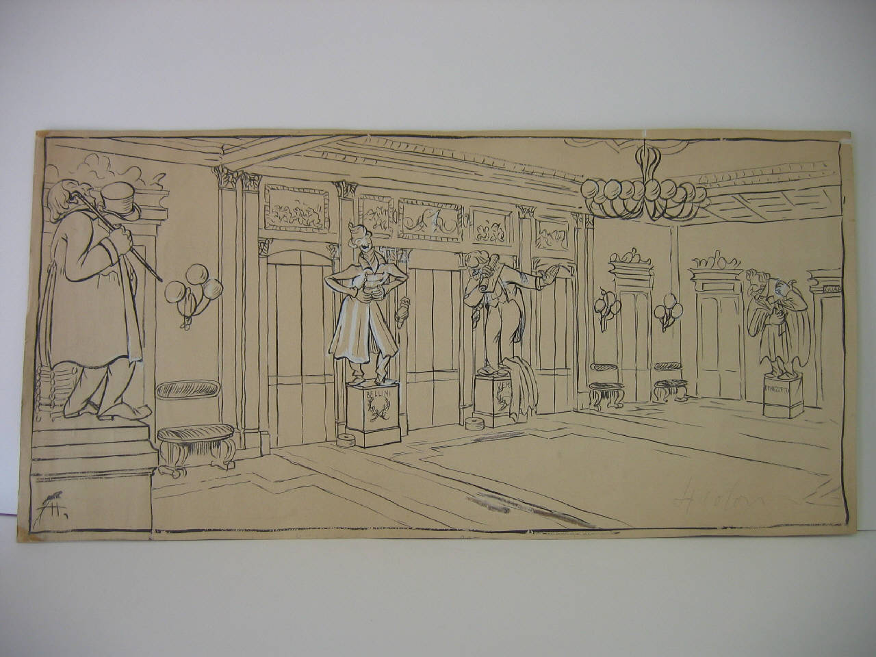 Nell'atrio della Scala durante la "Salomè". (disegno) di Mazza, Aldo (1907/01/06 - )