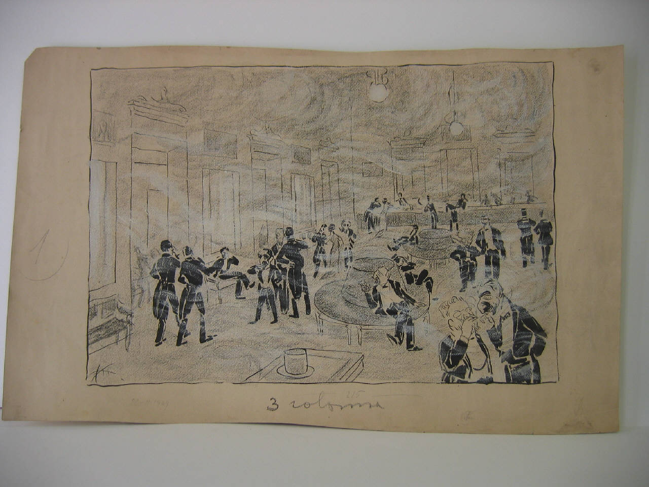 GLI "ENTR'ACTES" NEL RIDOTTO DELLA SCALA. (disegno) di Mazza, Aldo (1909/02/28 - )