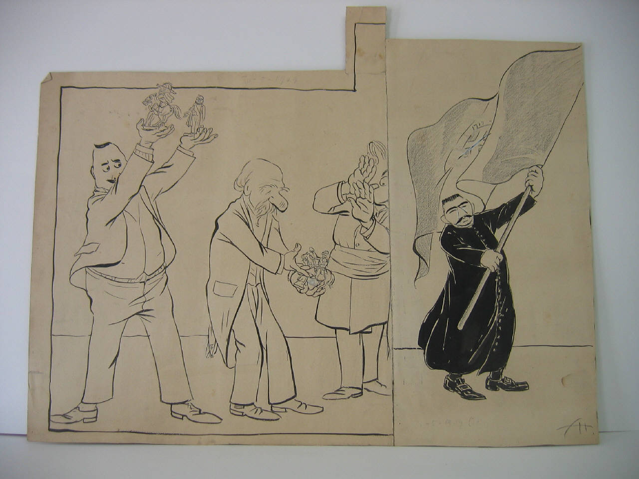 LA STORICA PATRIOTTICA SEDUTA DEL CONSIGLIO COMUNALE. (disegno) di Mazza, Aldo (1909/05/30 - )