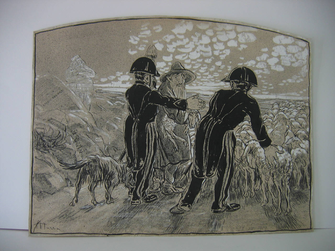 CAPRERA MONUMENTO NAZIONALE - LO SFRATTO DEI PASTORI. (disegno) di Mazza, Aldo (1909/08/22 - )