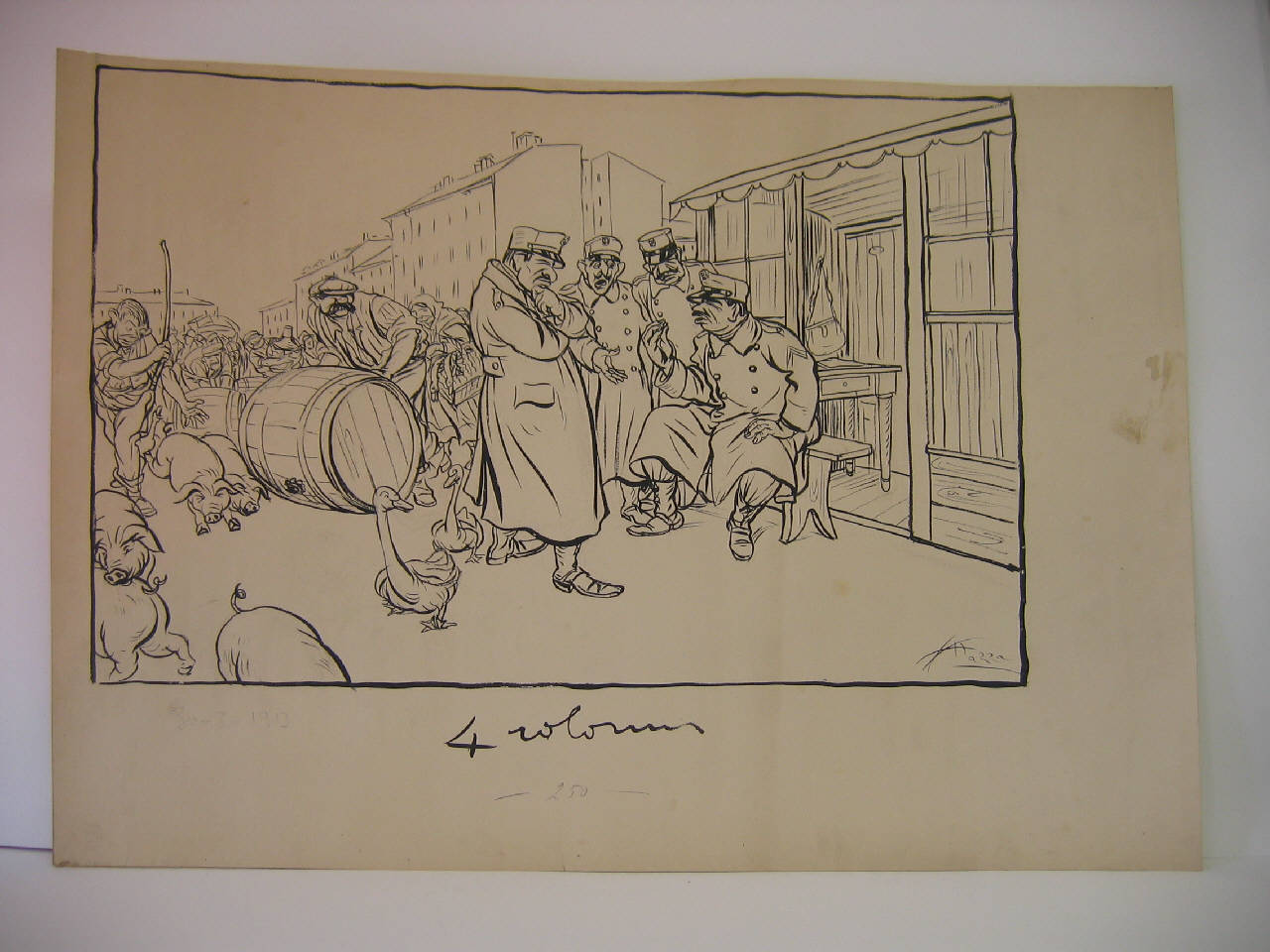 L'AGITAZIONE DEI DAZIERI A MILANO. (disegno) di Mazza, Aldo (1913/03/30 - )