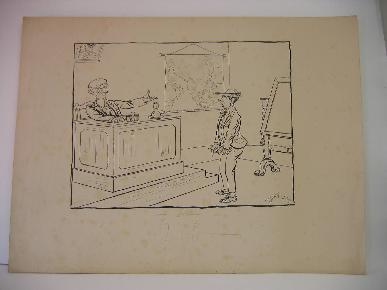 DOPO LE DIMOSTRAZIONI STUDENTESCHE UNA DOMANDA IMBARAZZANTE. (disegno) di Mazza, Aldo (1913/04/17 - )