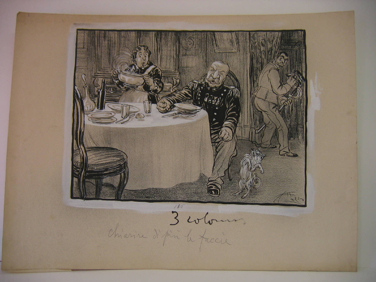 IL GENERALE CANEVA PRANZA A CASA SUA. (disegno) di Mazza, Aldo (1913/05/11 - )