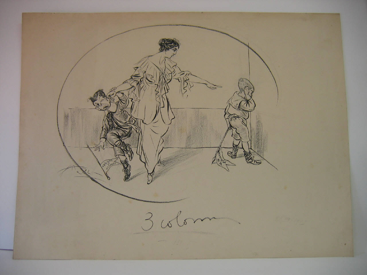 LE DIMOSTRAZIONI PRO E CONTRO LA GUERRA. (disegno) di Mazza, Aldo (1915/03/28 - )