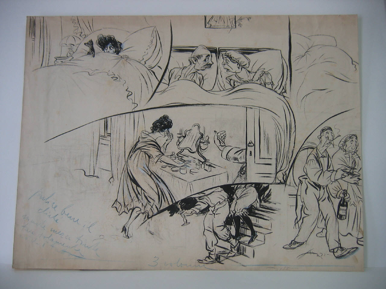 IL BRUSCO RISVEGLIO DEL DUE APRILE - Nostre istantanee. (disegno) di Mazza, Aldo (1916/04/09 - )