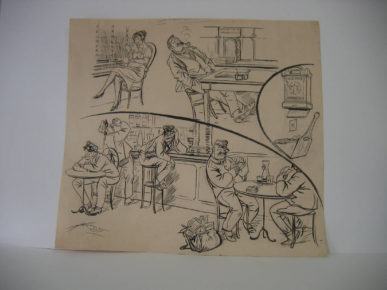 "GLI IMPIEGATI STATALI HANNO RIPRESO IL LAVORO". (disegno) di Mazza, Aldo (1921/06/19 - )
