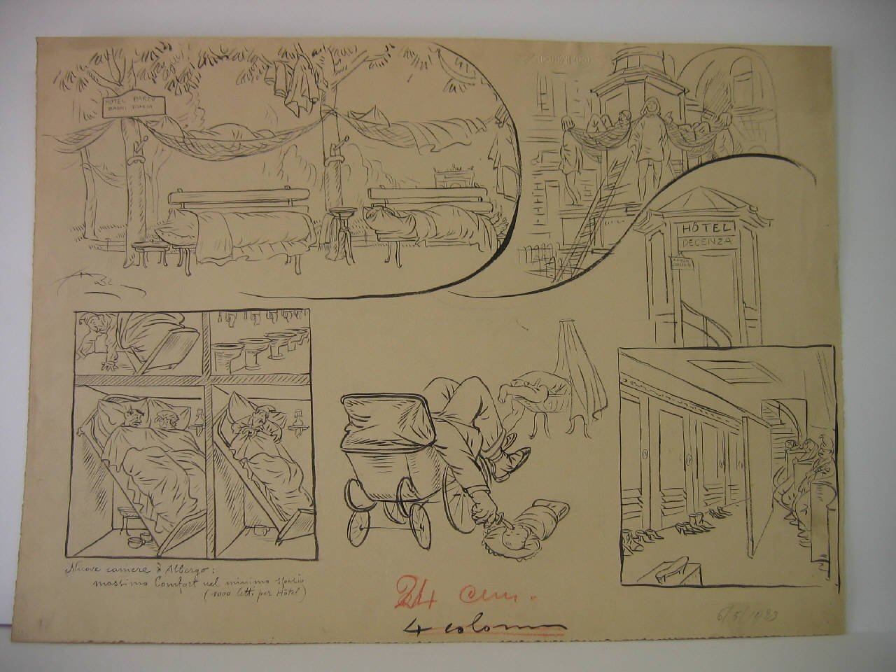 LA SOLUZIONE DEL PROBLEMA ALBERGHIERO A MILANO. (disegno) di Mazza, Aldo (1923/05/06 - )