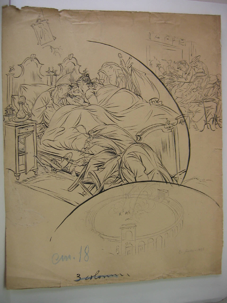 SPETTACOLI PIROTECNICI ALL'ARENA. (disegno) di Mazza, Aldo (1923/09/02 - )