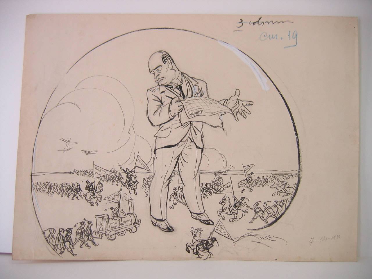 LA MARCIA SU MUSSOLINI. (disegno) di Mazza, Aldo (1923/10/07 - )