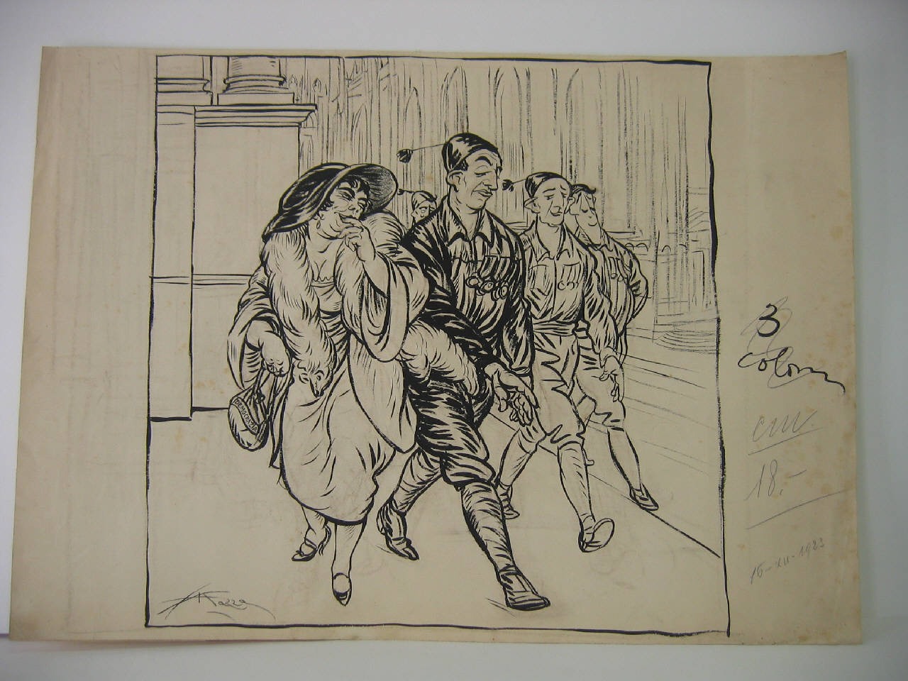 DEMOCRAZIA E FASCISMO. (disegno) di Mazza, Aldo (1923/12/16 - )