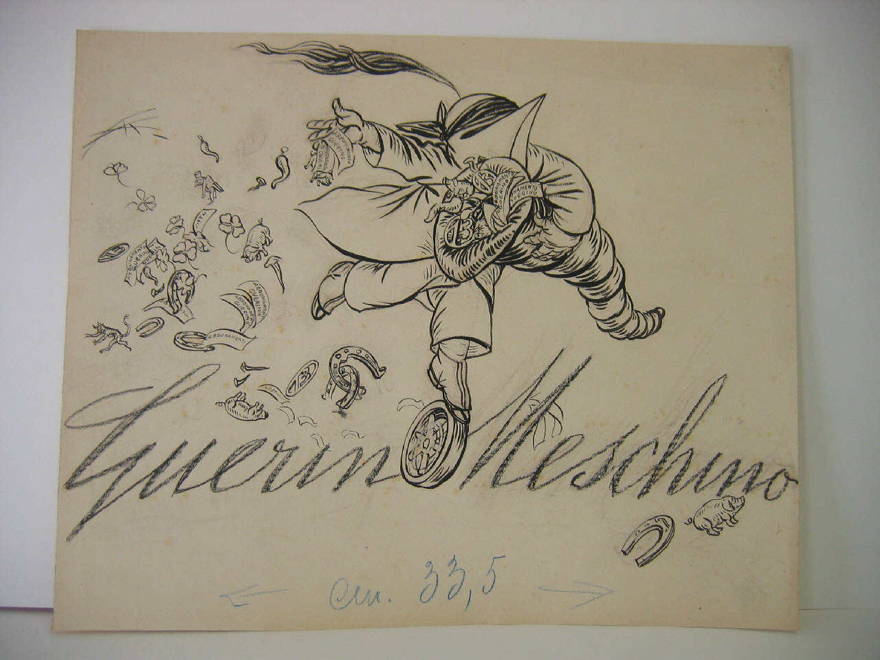 NUMERO DOPPIO PORTAFORTUNA DI CAPODANNO. (disegno) di Mazza, Aldo (1923/12/30 - )