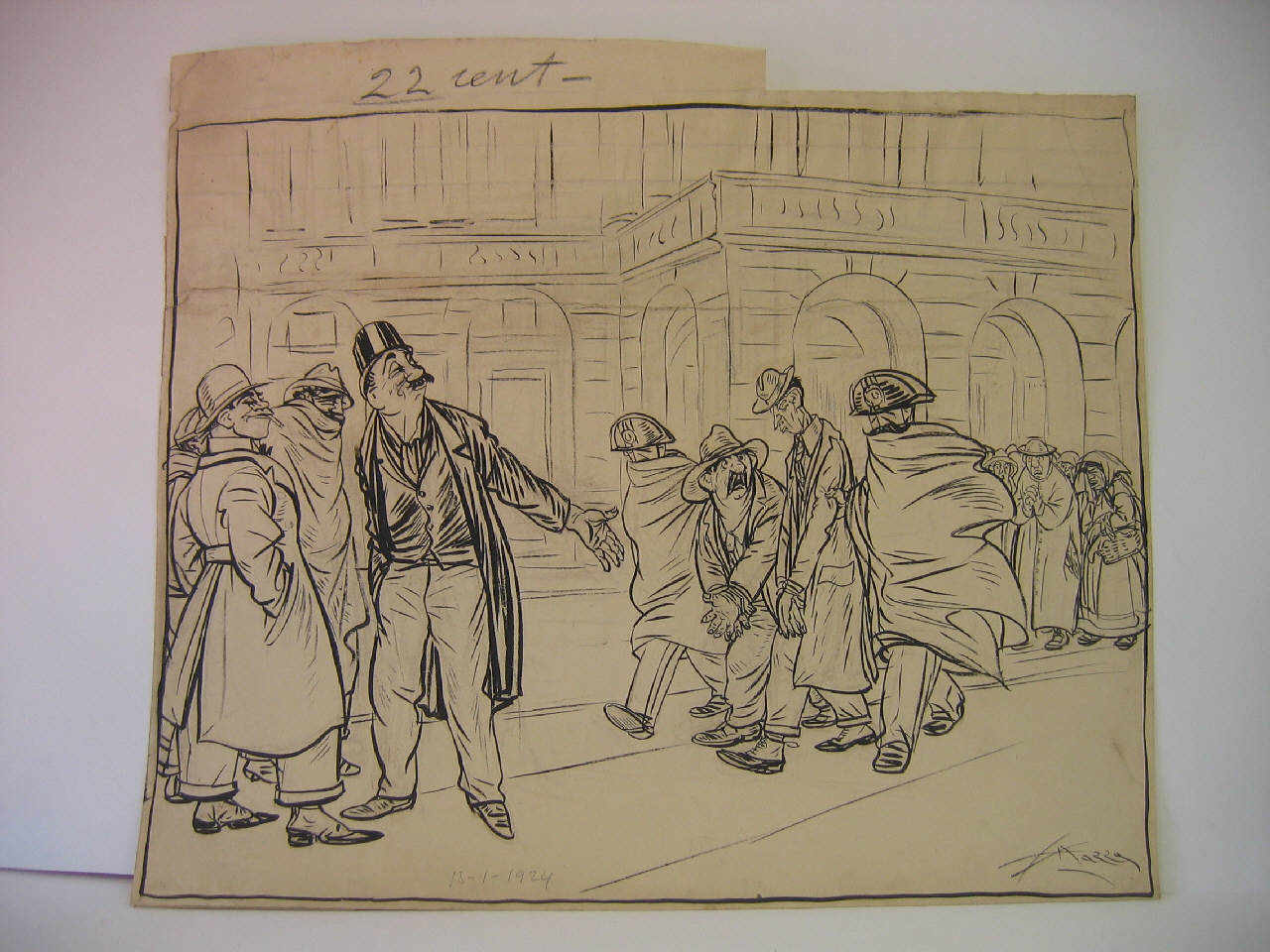 GLI STRASCICHI DELLA LOTTERIA DI MILANO. (disegno) di Mazza, Aldo (1924/01/13 - )