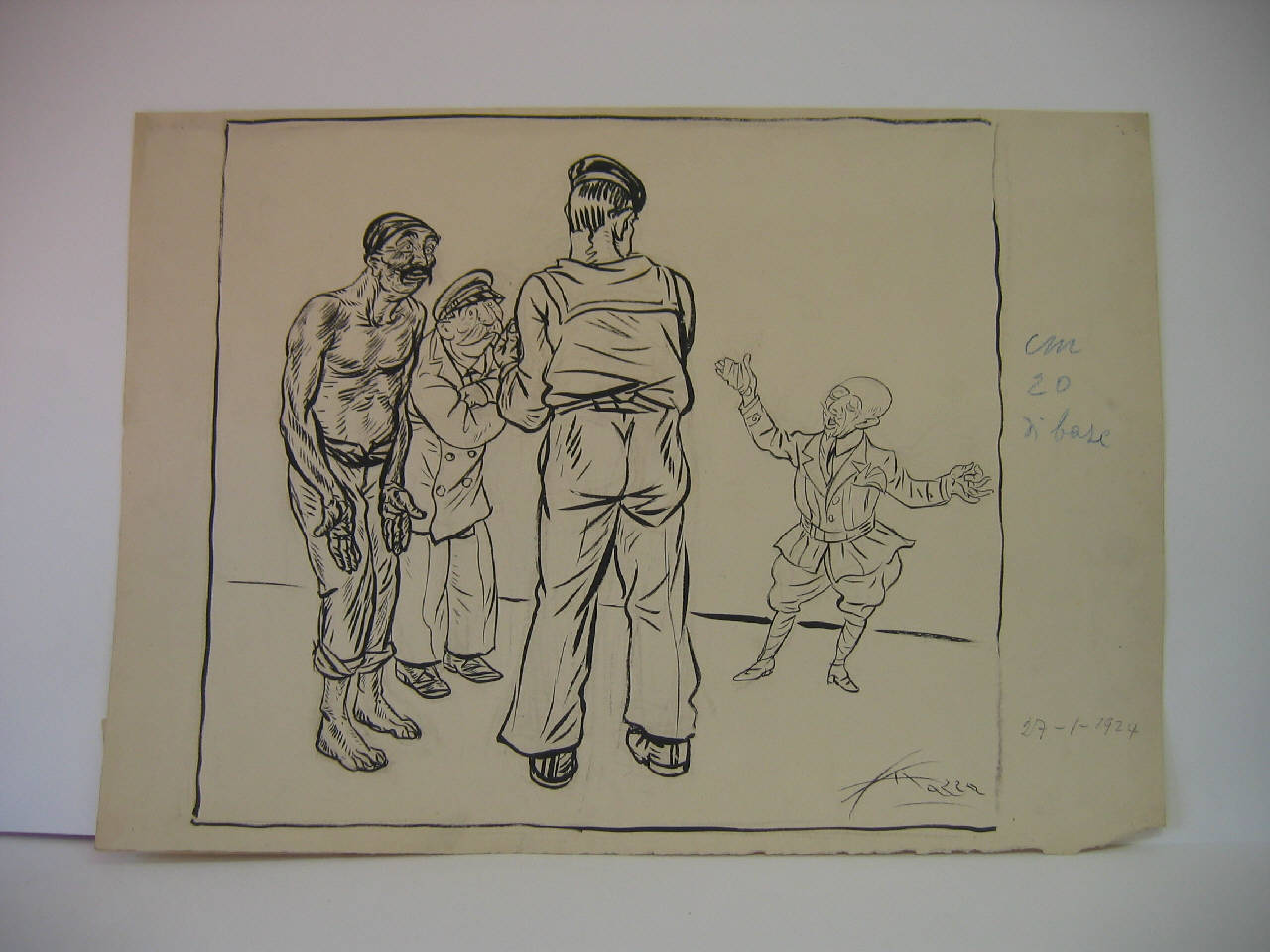LE ALLOCUZIONI DI D'ANNUNZIO AI MARINARI. (disegno) di Mazza, Aldo (1924/01/27 - )