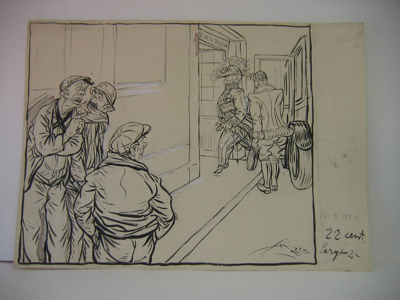 L'ARRIVO DELL'AMBASCIATORE RUSSO A ROMA. (disegno) di Mazza, Aldo (1924/02/17 - )