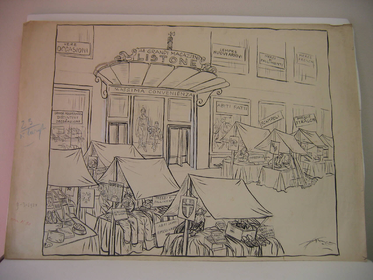 FIERA ELETTORALE. (disegno) di Mazza, Aldo (1924/03/09 - )