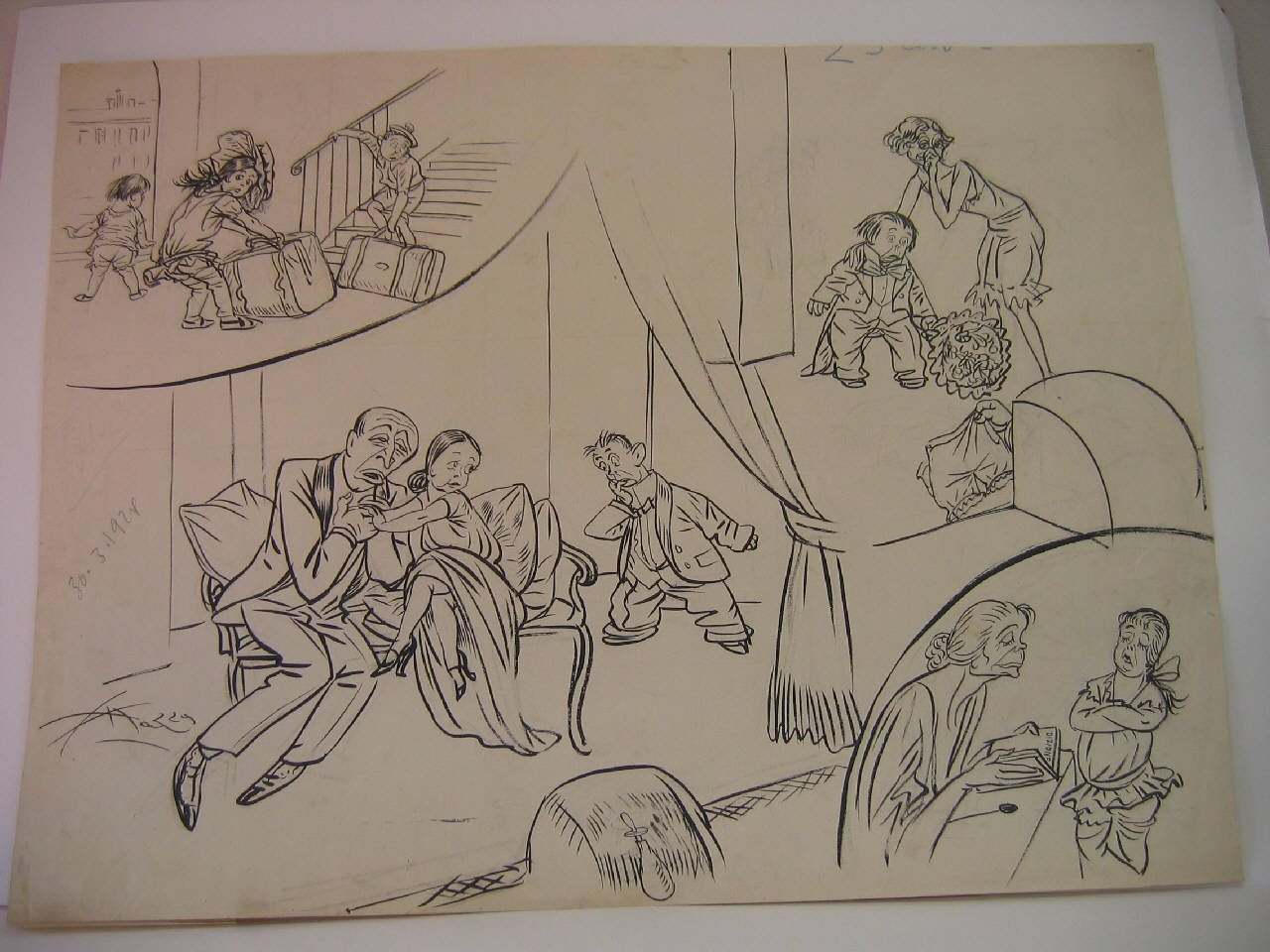 LE FUGHE DEI BIMBI PER DARSI ALL'ARTE. (disegno) di Mazza, Aldo (1924/03/30 - )