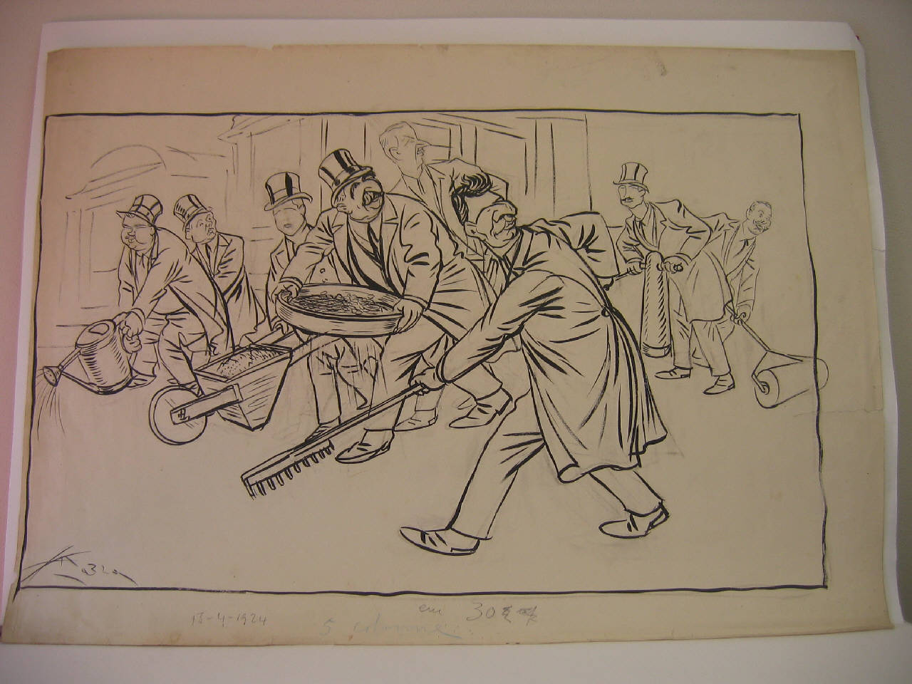 IL COMITATO DELLA FIERA AL LAVORO. (disegno) di Mazza, Aldo (1924/04/13 - )