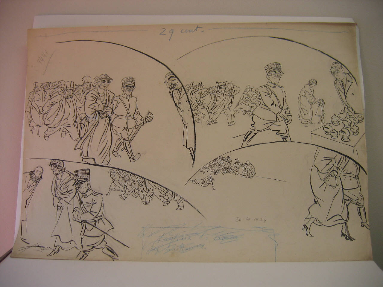 LE VISITE DEI REALI A MILANO. (disegno) di Mazza, Aldo (1924/04/20 - )