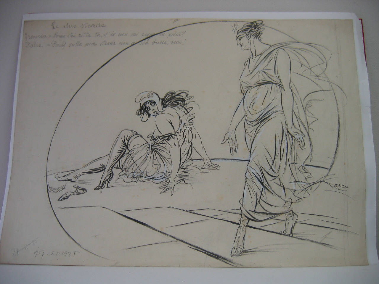 LE DUE STRADE. (disegno) di Mazza, Aldo (1925/11/27 - )