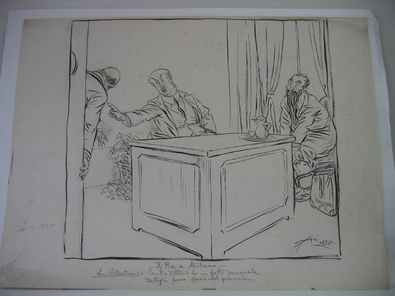 IL RE A MILANO. (disegno) di Mazza, Aldo (1925/04/29 - )