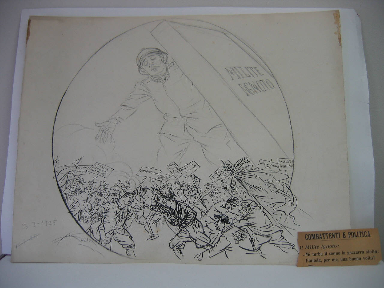 COMBATTENTI E POLITICA. (disegno) di Mazza, Aldo (1925/03/13 - )