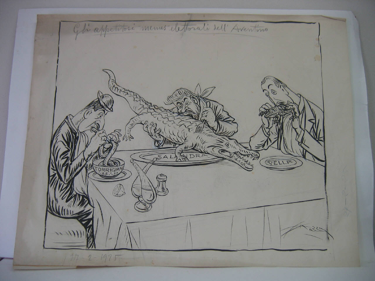 GLI APPETITOSI "MENUS" ELETTORALI DELL'AVENTINO. (disegno) di Mazza, Aldo (1925/02/27 - )