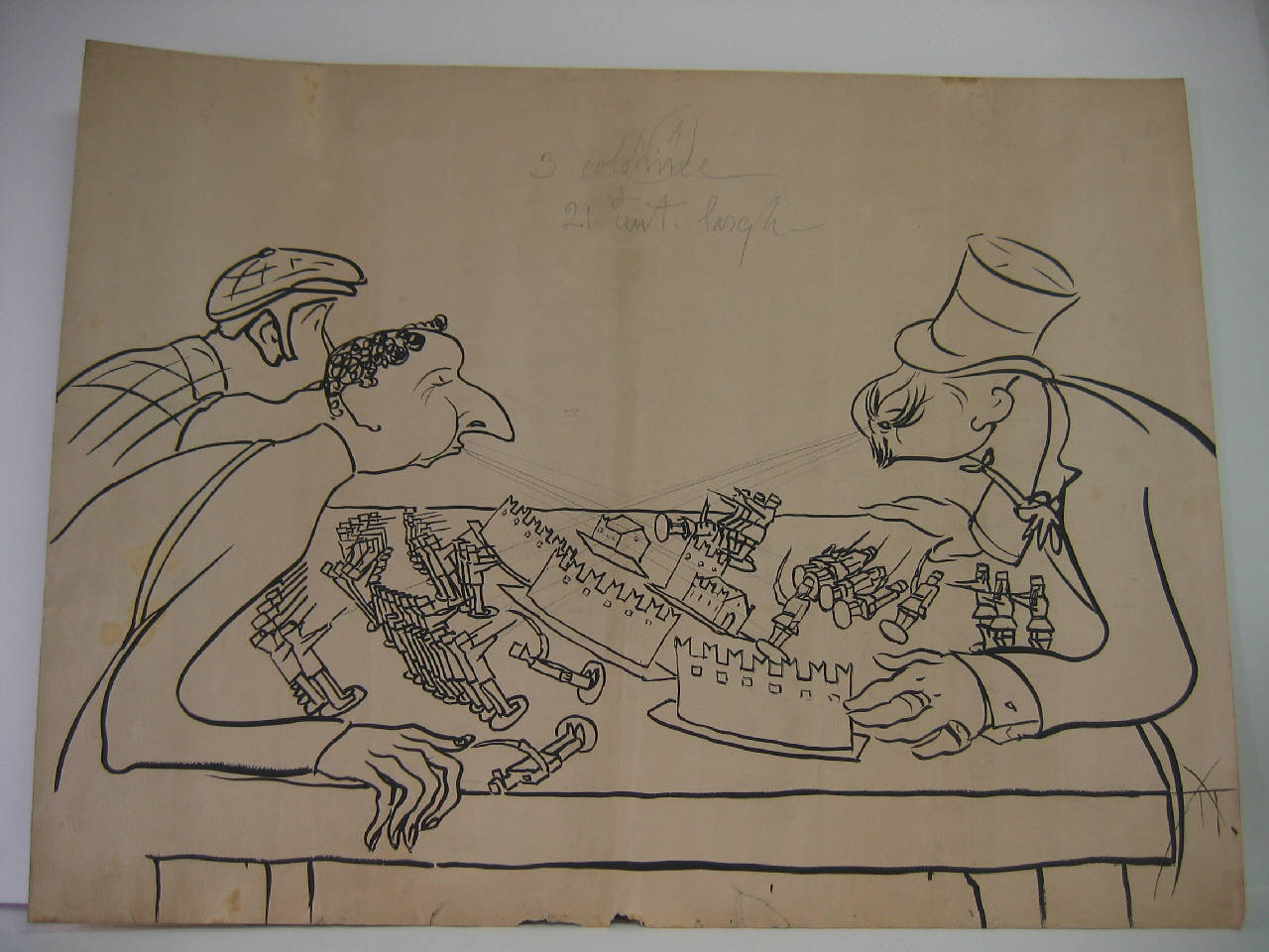 LE NOTIZIE DEI CORRISPONDENTI DAL TEATRO DELLA GUERRA. (disegno) di Mazza, Aldo (1904/09/04 - )