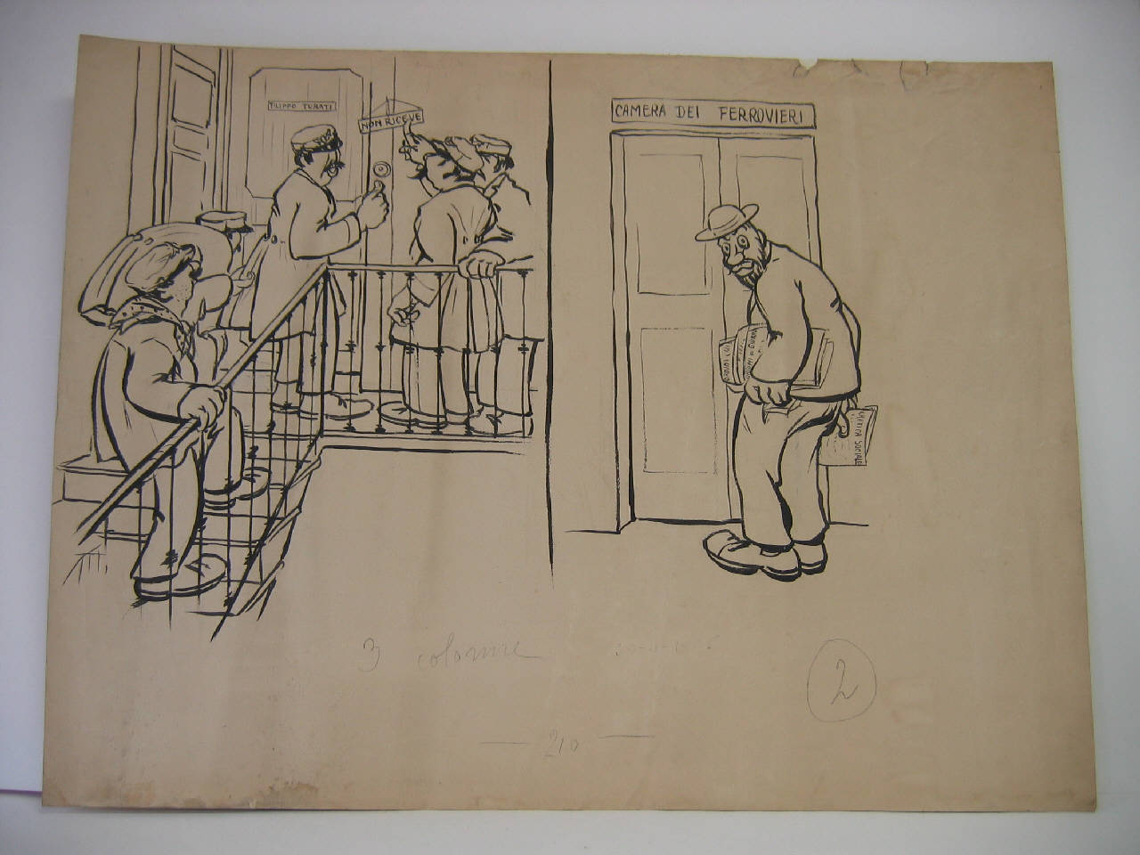 DURANTE LO SCIOPERO. DOPO LO SCIOPERO (disegno) di Mazza, Aldo (1905/04/03 - )