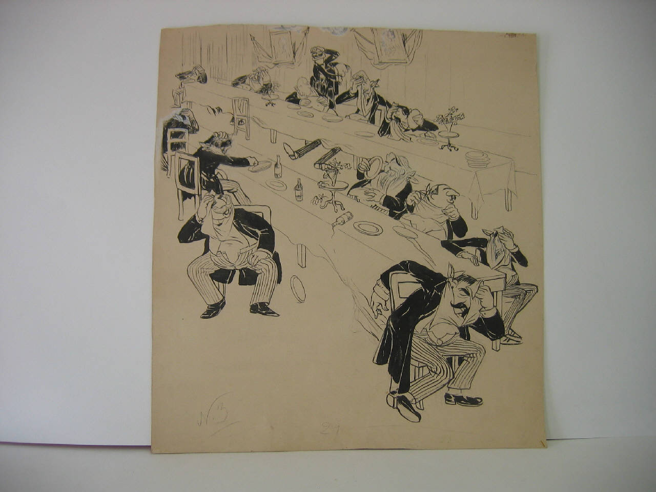 IL COMITATO DELL'ESPOSIZIONE AL PRANZO DI NATALE. (disegno) di Mazza, Aldo (1906/12/23 - )