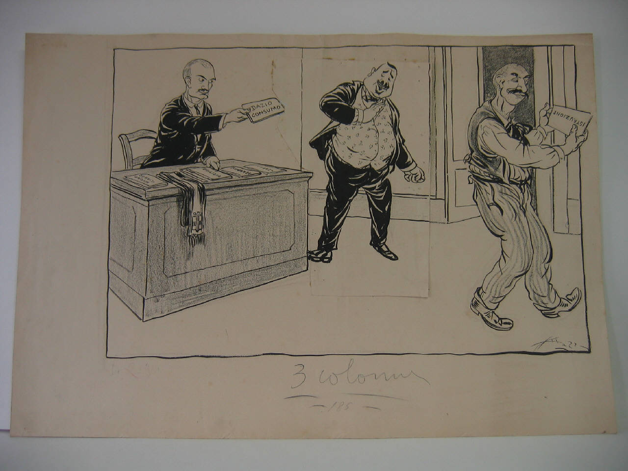 LA DISTRIBUZIONE DELLE CARICHE AMMINISTRATIVE. (disegno) di Mazza, Aldo (1914/06/14 - )