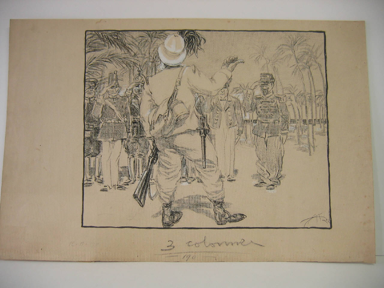 LA PARTENZA DEGLI ADDETTI MILITARI ESTERI DA TRIPOLI. (disegno) di Mazza, Aldo (1911/11/12 - )