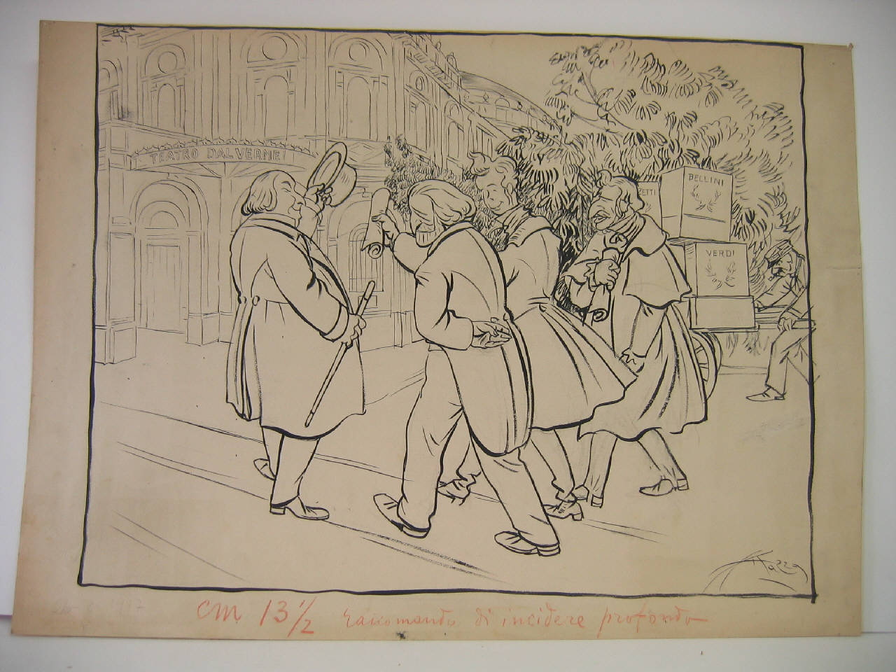 LE STATUE DELL'ATRIO DELLA SCALA. (disegno) di Mazza, Aldo (1917/08/26 - )