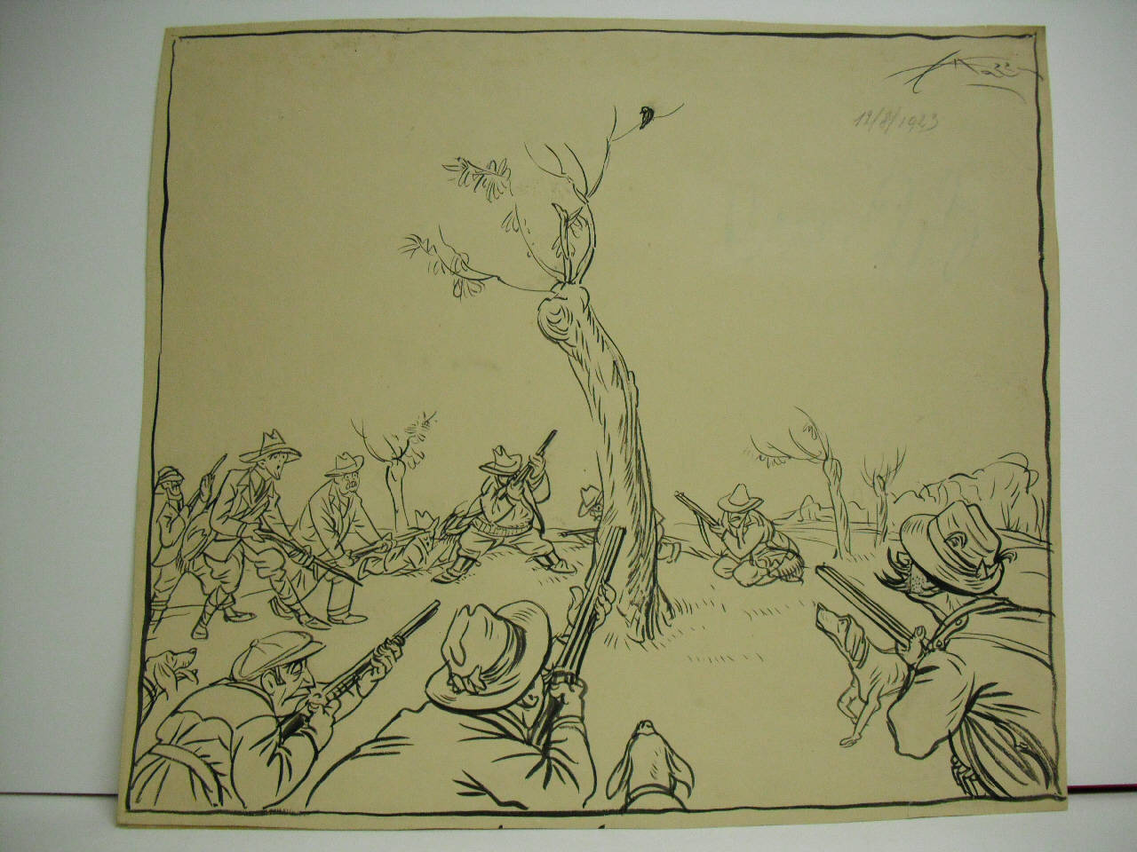 APERTURA DI CACCIA. (disegno) di Mazza, Aldo (1923/08/12 - )