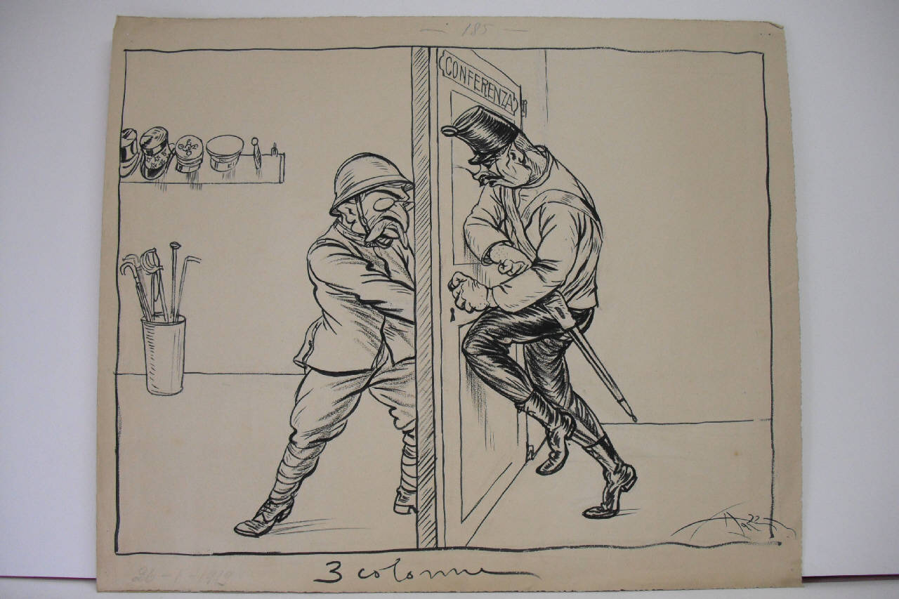 I CROATI VOGLIONO ESSERE AMMESSI ALLA CONFERENZA. (disegno) di Mazza, Aldo (1919/01/26 - )
