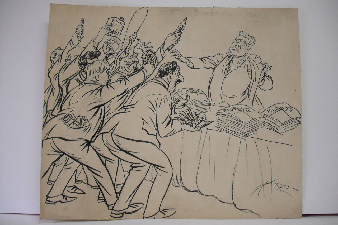 GLI INDUSTRIALI E IL GOVERNO. (disegno) di Mazza, Aldo (1919/02/02 - )