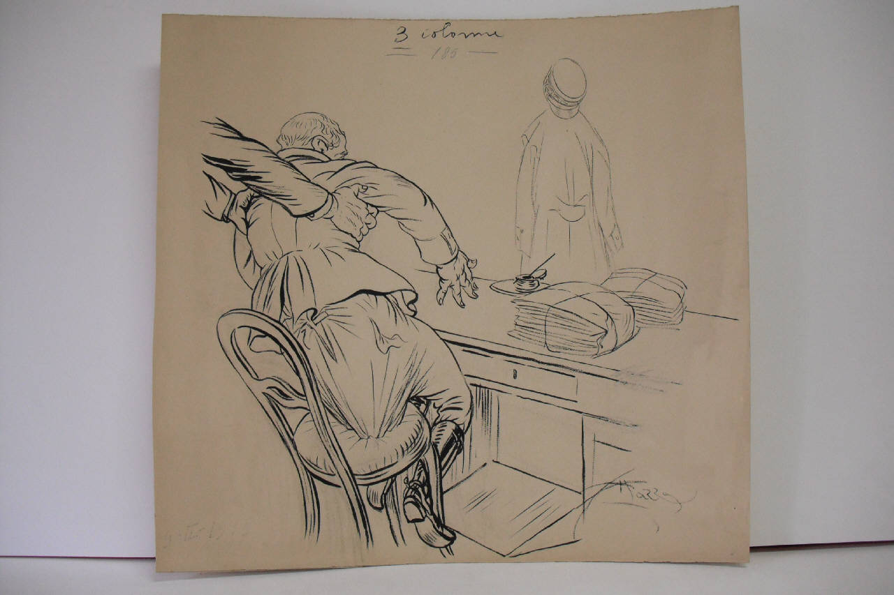 IL REPULISTI DEGLI UFFICI MILITARI. (disegno) di Mazza, Aldo (1919/02/09 - )