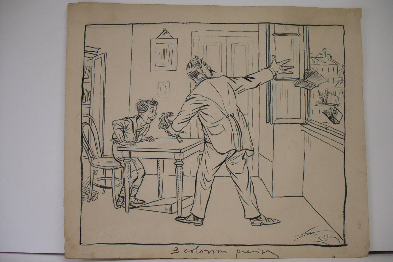 IL MENTORE OVVERO LE CARRIERE MODERNE. (disegno) di Mazza, Aldo (1919/06/29 - )