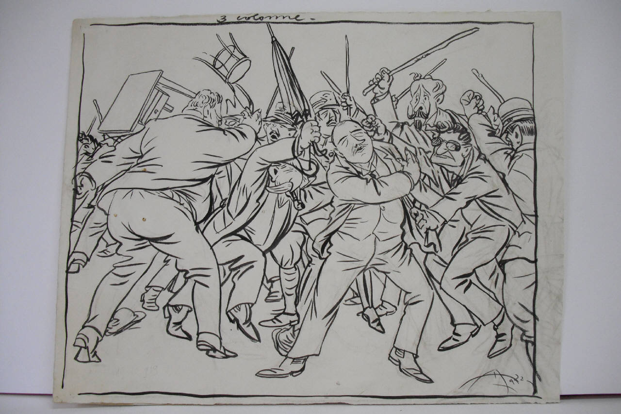 IL BLOCCO LIBERALE DEMOCRATICO. (disegno) di Mazza, Aldo (1919/10/19 - )