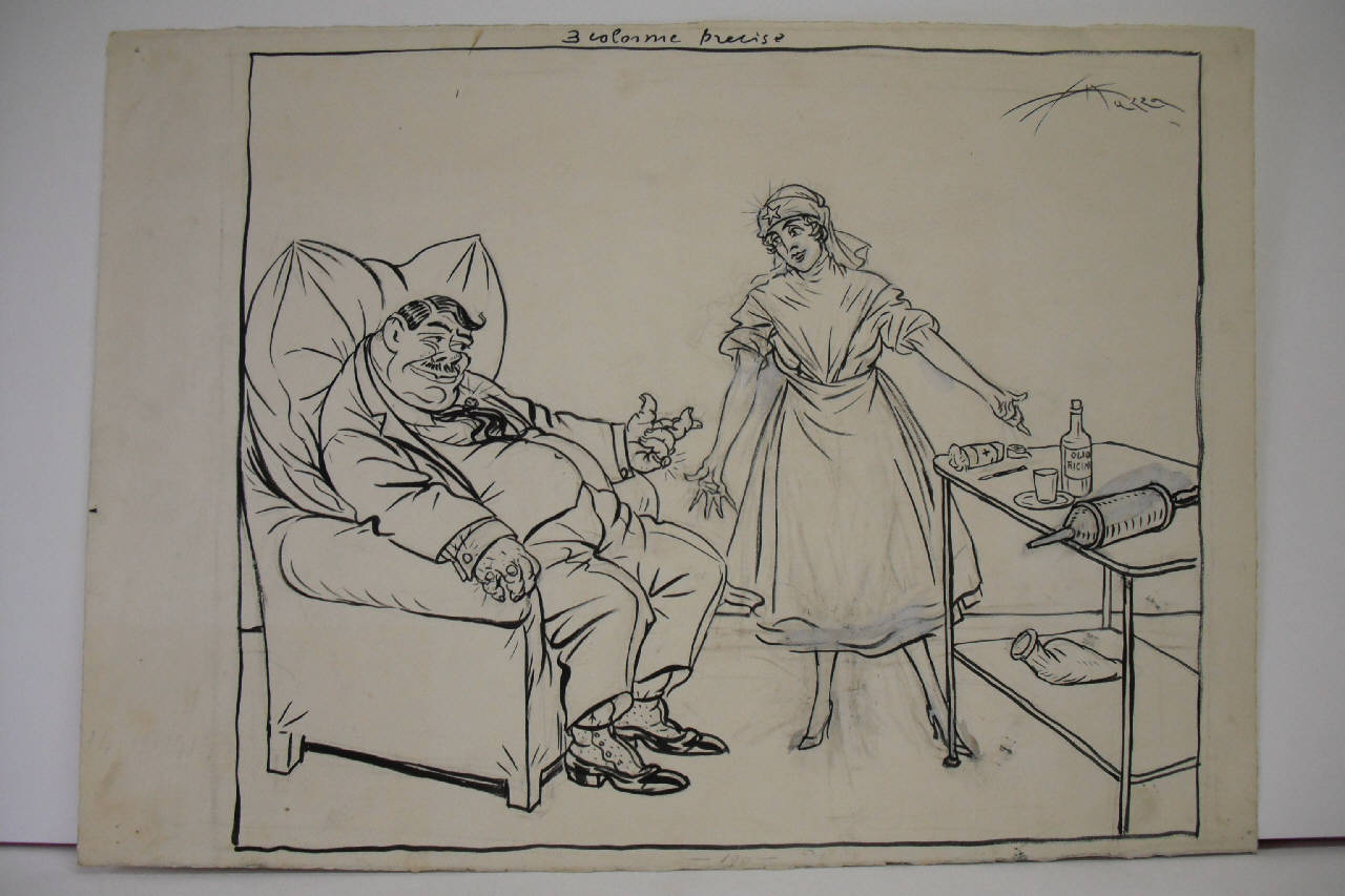 PRESTITO, TASSA SUL CAPITALE, IMPOSTA SUL REDDITO. (disegno) di Mazza, Aldo (1919/12/14 - )