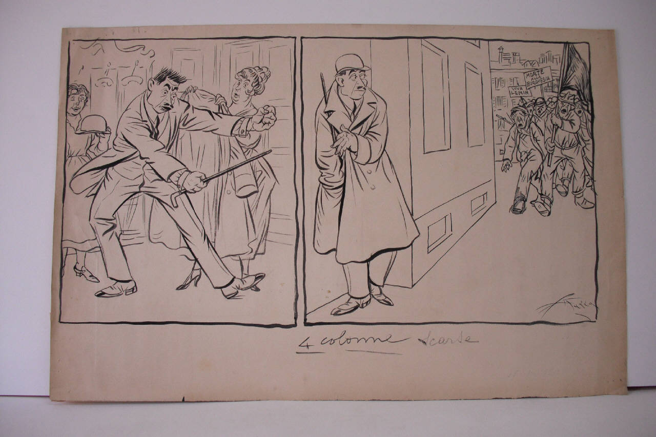 LE DUE FACCE DEL BOLLENTE BORGHESE. (disegno) di Mazza, Aldo (1925/01/25 - )