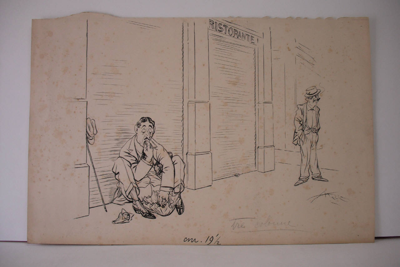 LA FORZA DELL'ABITUDINE OVVERO "DEJEUNER A LA CARTE". (disegno) di Mazza, Aldo (1920/05/16 - )