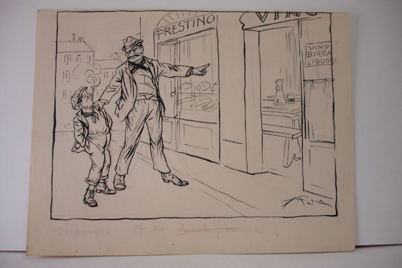 RUDIMENTI DI ECONOMIA DOMESTICA PROLETARIA. (disegno) di Mazza, Aldo (1920/11/21 - )