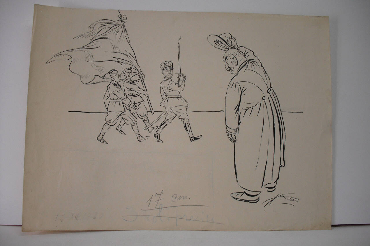 I DUE GOVERNI. (disegno) di Mazza, Aldo (1920/12/12 - )