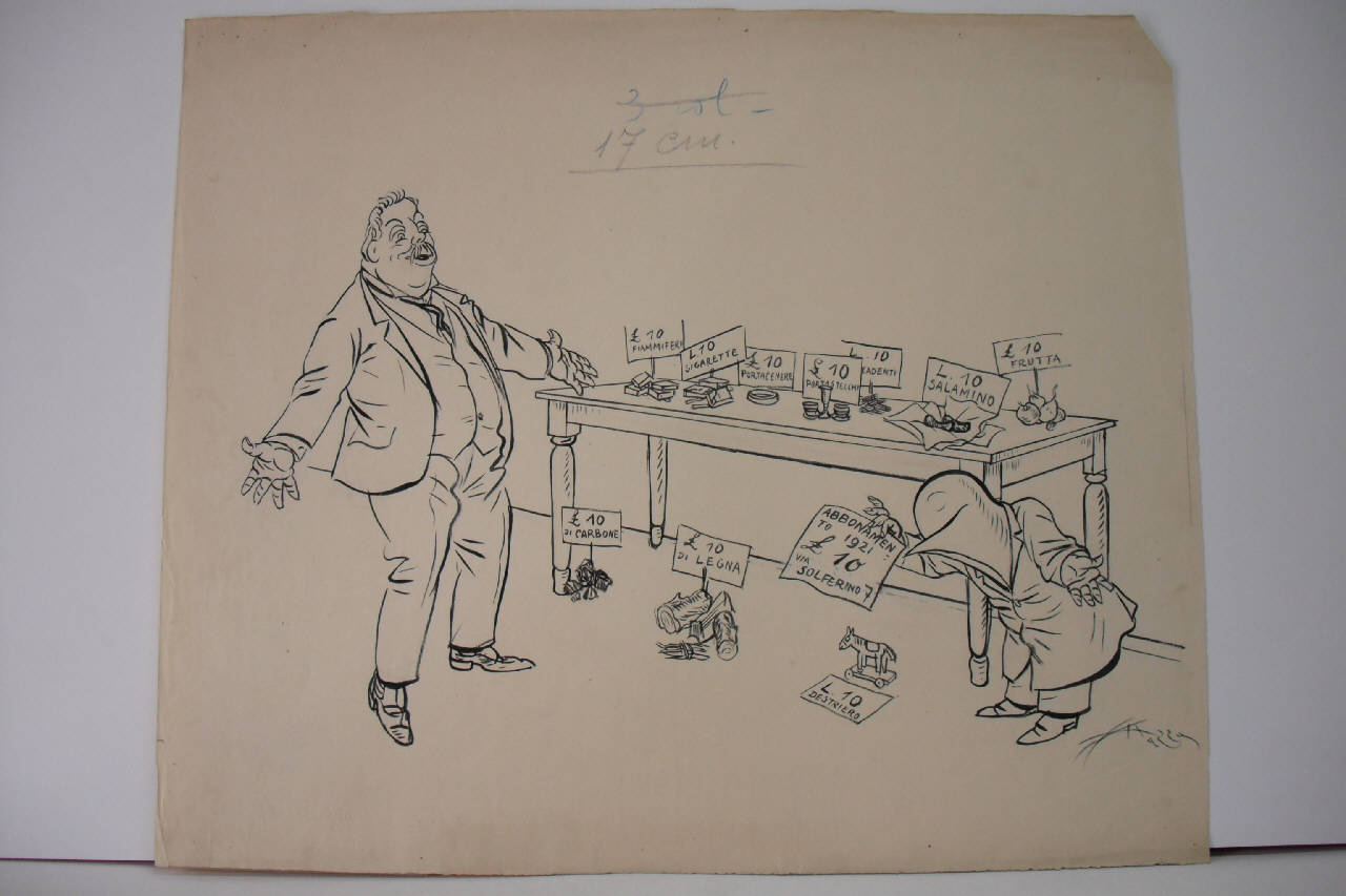 IL PARERE DI S. E. IL MINISTERO DELLE FINANZE. (disegno) di Mazza, Aldo (1920/12/19 - )